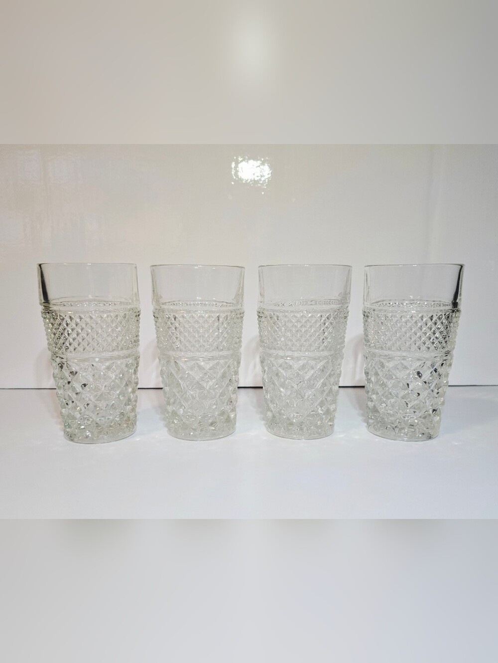 Anchor Hocking Wexford Glass 5.5" Tumblers Set of 4 MCM Clear Pressed Drinkware